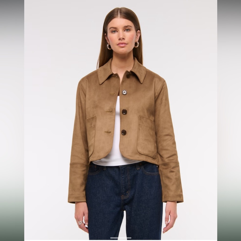 NWT Abercrombie & Fitch Vegan Suede Button-Through Jacket - Size Small